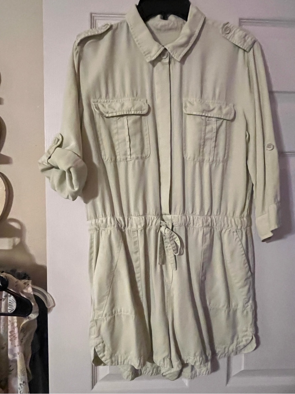 Velvet Heart Light green Collared Jacket romper